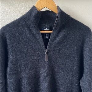 Daniel Hetcher Paris 100% 2-ply Cashmere Grey Mock Neck Half Zip Sweater